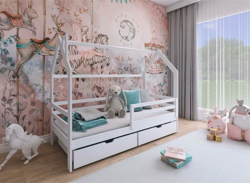 LILA 90x180 white children's house bed Lano Furniture
