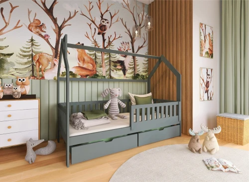 NATAN 80x160 graphite children's house bed Lano Furniture