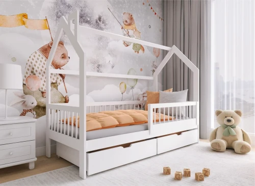 OSKAR 90x200 white children's house bed Lano Furniture