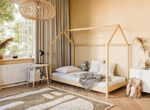 LUCKY 90x200 nenatřené dřevo dětská postel Montessori domečková Lano Nábytek