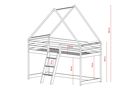 MOON 80x180 white children's house loft bed Lano Furniture
