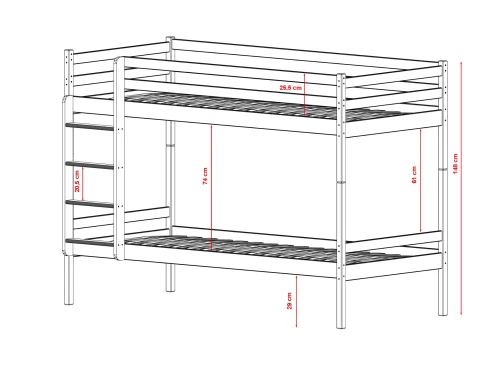 NICO 80x180 white bunk bed Lano Furniture