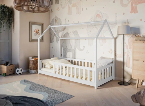 NOAH 80x180 popolová detská Montessori podlahová posteľ domčeková Lano Nábytok