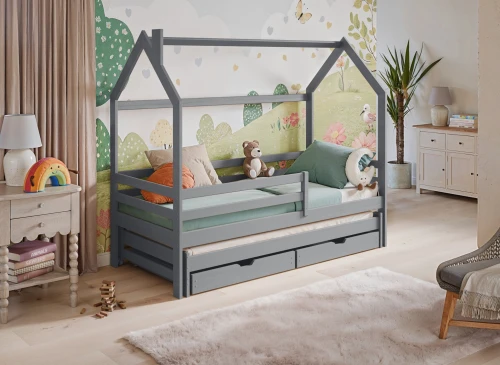 DISNEY 80x160 grey children's house bed Lano Furniture