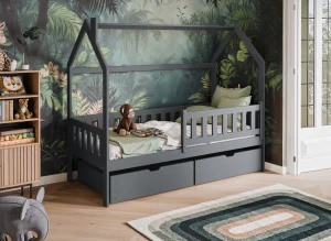 NATAN 80x160 graphite children's house bed Lano Furniture