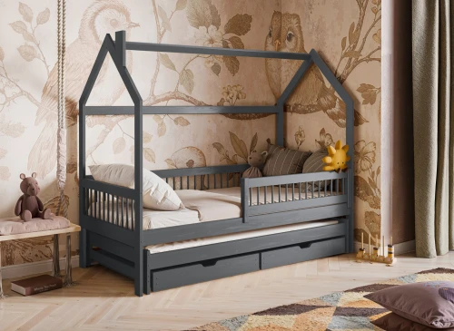 PAPI 80x160 graphite children's house bed Lano Furniture