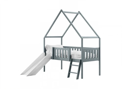 ANGEL 80x180 grey green children's house bed with slide Lano Furniture