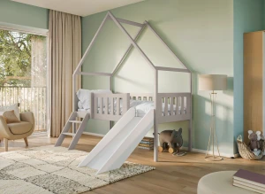 ANGEL 80x180 kašmír detská posteľ domček so šmykľavkou Lano Nábytok