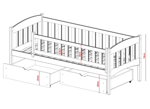 GUCIO 80x190 olivová detská jednolôžková posteľ Lano Nábytok