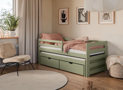 SENSO 90x180 olive green double trundle bed Lano Furniture