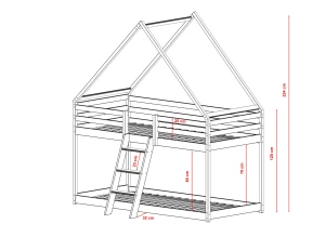 SWEET 80x180 kašmír poschodová posteľ domček Lano Nábytok