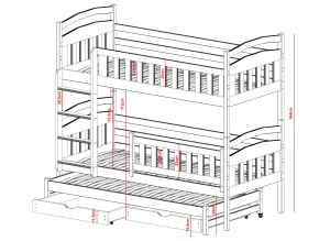 BLANKA 80x180 olivová poschodová posteľ Lano Nábytok