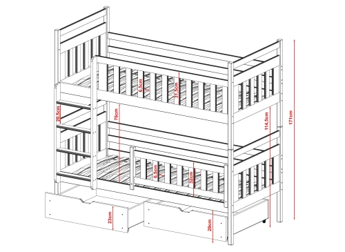 MONIKA 90x190 kašmír poschodová posteľ Lano Nábytok