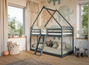 SWEET 80x180 grafitová poschodová posteľ domček Lano Nábytok