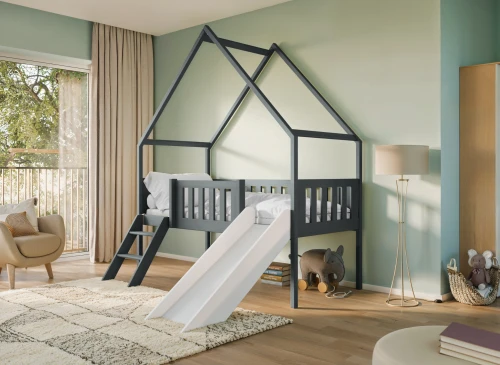 ANGEL 80x180 graphite children's house bed with slide Lano Furniture