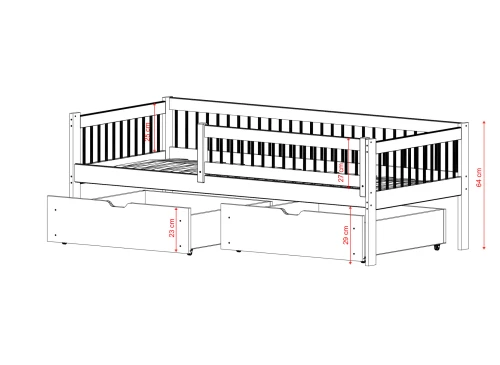 EDI 90x180 graphite children's bed Lano Furniture