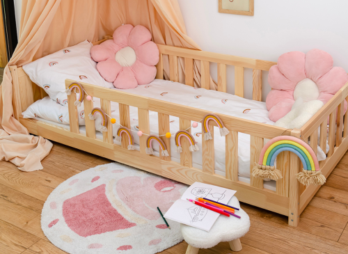 BELLA 90x190 borovica detská Montessori podlahová posteľ Lano Nábytok