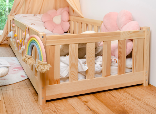 BELLA 90x190 borovica detská Montessori podlahová posteľ Lano Nábytok