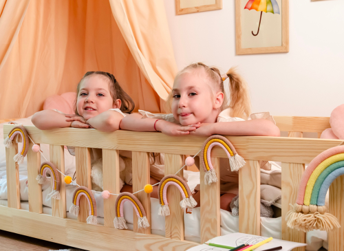 BELLA 90x190 borovica detská Montessori podlahová posteľ Lano Nábytok