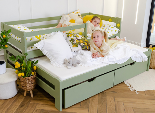 SENSO 90x180 olive green double trundle bed Lano Furniture