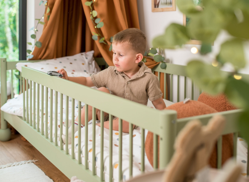 STAR 90x200 olivová jednolôžková detská posteľ montessori Lano Nábytok