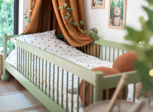 STAR 90x200 olivová jednolôžková detská posteľ montessori Lano Nábytok