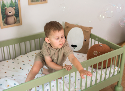 STAR 90x200 olivová jednolôžková detská posteľ montessori Lano Nábytok