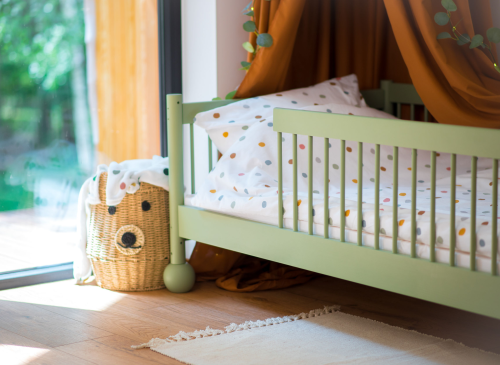 STAR 80x180 olivová jednolôžková detská posteľ montessori Lano Nábytok