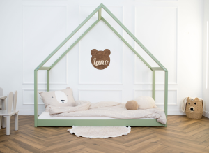 MORIS 80x180 olive green single children's house bed Lano Furniture