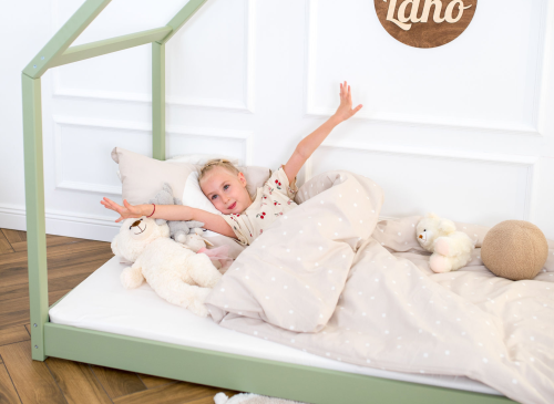 MORIS 80x180 olive green single children's house bed Lano Furniture