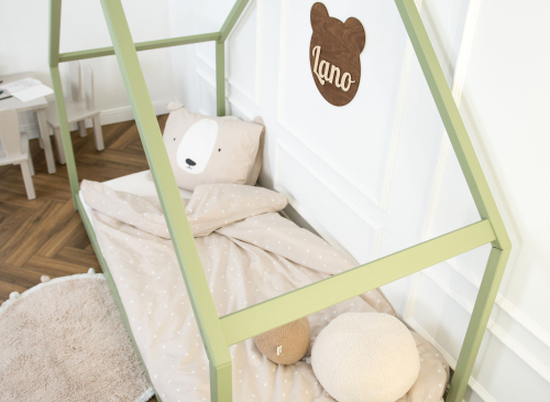 MORIS 80x180 olive green single children's house bed Lano Furniture