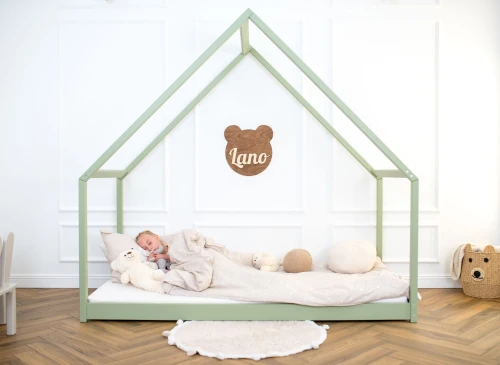 MORIS 80x180 olive green single children's house bed Lano Furniture