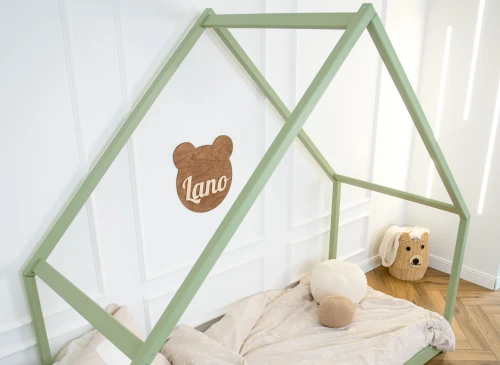 MORIS 80x180 olive green single children's house bed Lano Furniture