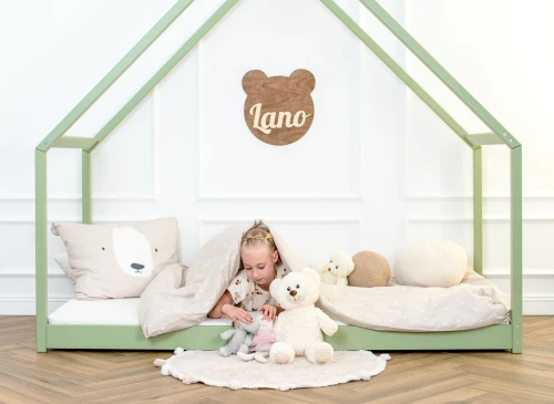 MORIS 80x180 olive green single children's house bed Lano Furniture