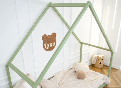 MORIS 90x200 olive green single children's house bed Lano Furniture