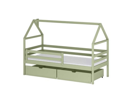 ARON 80x190 olive green single children's house bed Lano Furniture