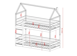 AXEL 90x180 cashmere house bunk bed Lano Furniture