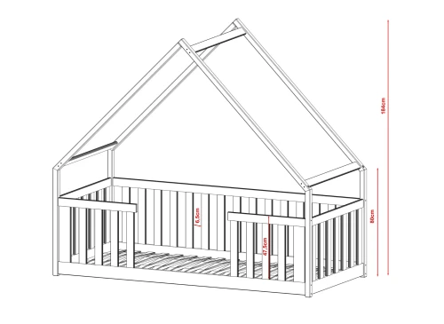 BEE 90x190 kašmír detská jednolôžková posteľ domček Lano Nábytok