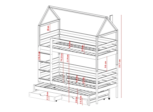 DALIA 90x190 cashmere house bunk bed Lano Furniture