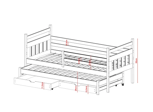 DANIEL 90x190 cashmere double pull-out bed Lano Furniture