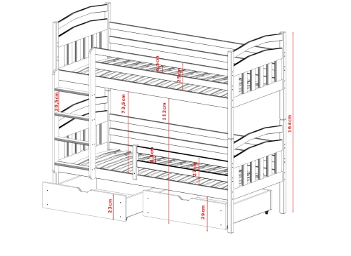GABI 90x180 cashmere bunk bed Lano Furniture