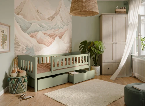 GUCIO 80x160 olive green single children's bed Lano Furniture