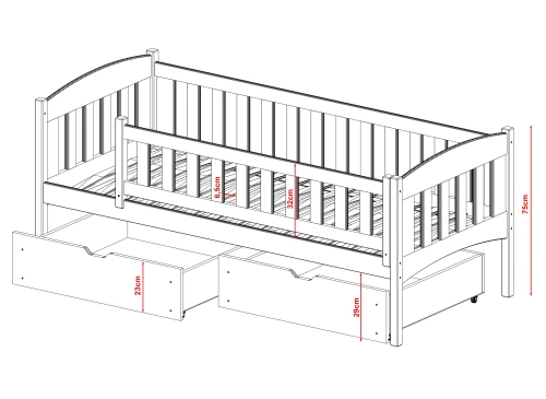 GUCIO 90x200 olivová detská jednolôžková posteľ Lano Nábytok