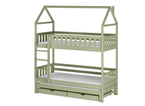 IGA 80x190 olive green house bunk bed Lano Furniture