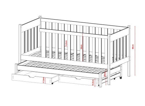KAJA 80x190 cashmere double trundle bed Lano Furniture