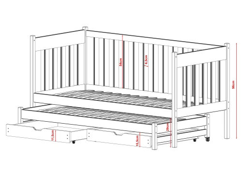 KAJA 90x180 cashmere double trundle bed Lano Furniture