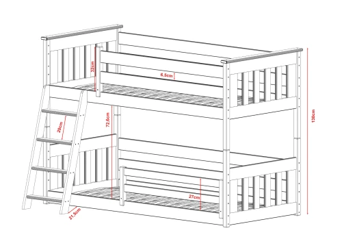 KEVIN 90x180 cashmere bunk bed Lano Furniture