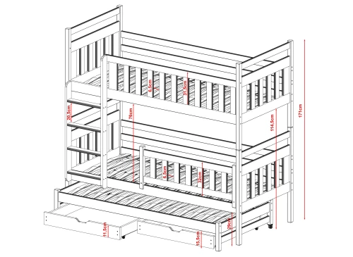 KLARA 80x180 cashmere bunk bed Lano Furniture