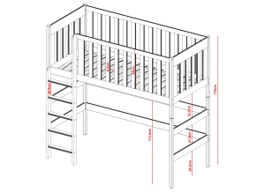 LAURA 80x190 olive green loft bed Lano Furniture