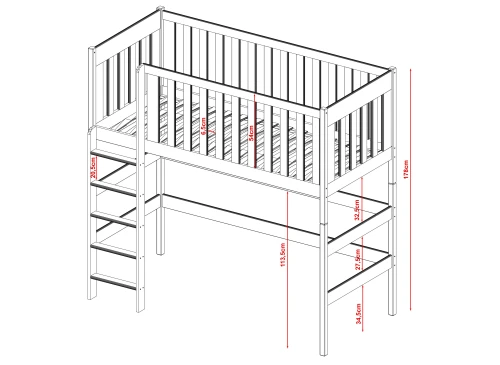 LAURA 80x190 olive green loft bed Lano Furniture